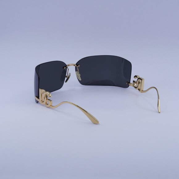 Dolce & Gabbana DG2319 02/87 Sunglasses Gold Rectangle Frame, Dark Grey Lenses